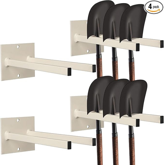 Zonon 4 Pcs Extra Wide tool Rack for Shovels Spades Rakes Brooms Shovel Holder for Truck and Shovel Rack Heavy Duty Powder Coated Steel Wall Mount Storage Organizer Garage and Shed (12 Inch)