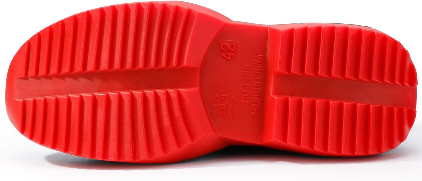 Women's Ankle Rain Boots - Slip On Waterproof Festival & Garden Shoes for Men - Comfortable Lightweight Rubber Wellies with Decorative Buckle