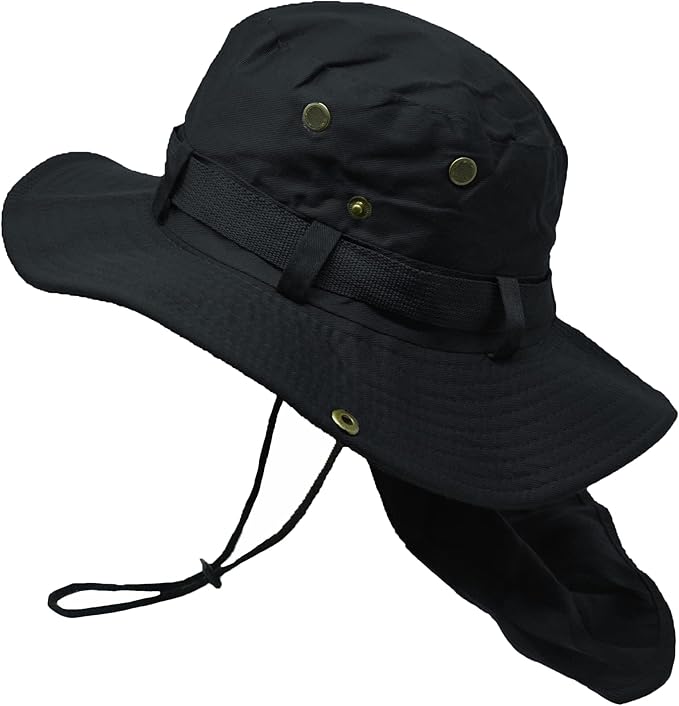 Glory Max Bucket Boonie Hat with Neck Flap Cover Sun Safari Wide Brim Fishing Garden Hiking Cap