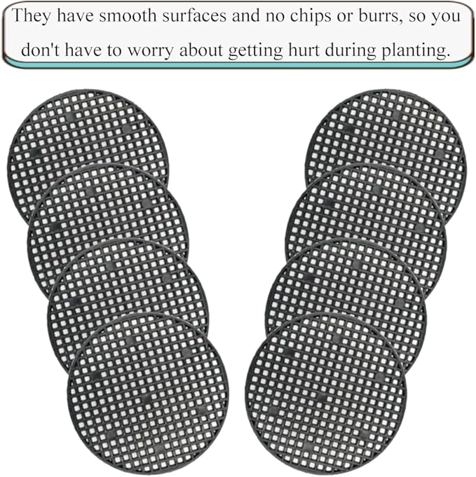 HAHIYO 10PCs 3.4Inch/8.5cm Black Round PP Plastic Flower Pot Hole Mesh Pad Bottom Grid Mat Bonsai Drainage mesh Hole Screens Gasket Prevent Soil Loss Breathable Gasket Drainage Netting for Bonsai