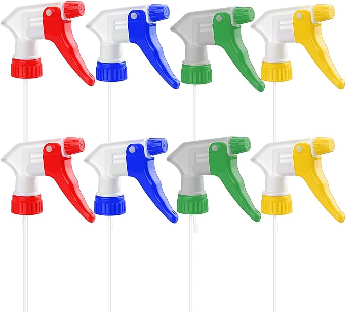 Spray Bottle Nozzles Plastic Heavy Duty Trigger Spray Nozzle 8Pcs Replacement Head Leak Proof Water Bottle Spray Nozzles Adjustable Head Sprayer