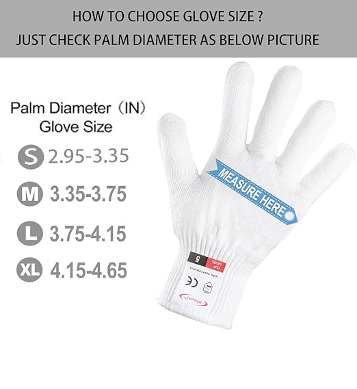 Cutting Gloves, 2 Pairs of Cut Resistant Gloves Food Grade, Cut Resistant Gloves for Kitchen, Oyster Shucking, Fish Fillet Processing, Carving Wood and Gardening(Medium-White)