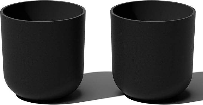 Veradek Round Black Plastic Planter Pots for Indoor/Outdoor Garden Use, with Drainage Holes, Suitable for Small to Large Succulent Plants, Flowers, Modern Interior Plants