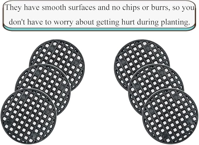 HAHIYO 50PCs 1.8Inch/4.5cm Black Round PP Plastic Flower Pot Hole Mesh Pad Bottom Grid Mat Bonsai Drainage mesh Hole Screens Gasket Prevent Soil Loss Breathable Gasket Drainage Netting for Bonsai