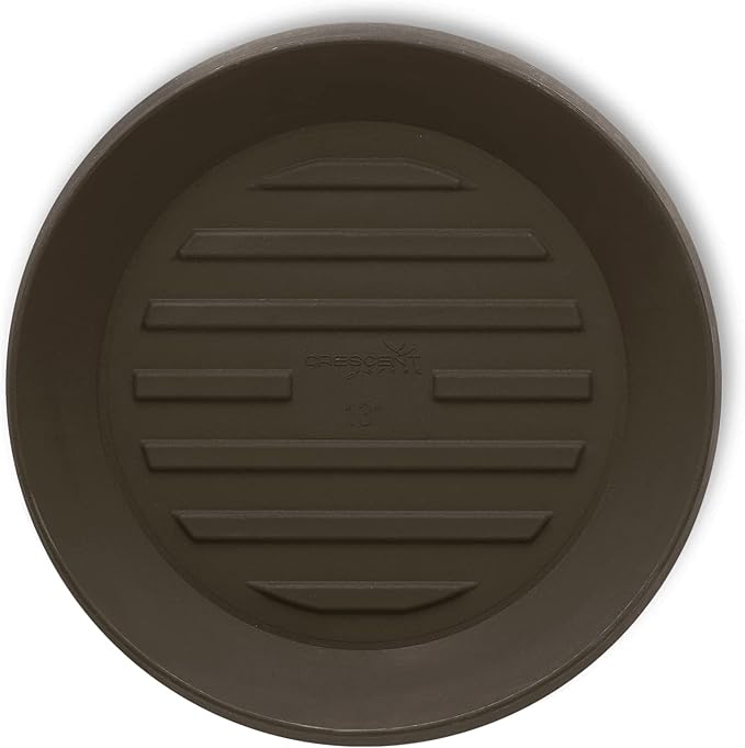 Crescent Garden Universal Round Planter Saucer – Heavy-Duty Plastic Drainage Tray for Indoor & Outdoor Use – Fits Pots with 8" Base (11" Total Outer Diameter) - Bark Brown
