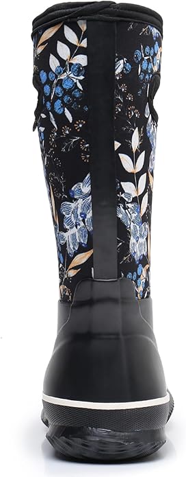 WTW Mid Calf Rain Boots for Women - Waterproof Insulated Neoprene Mud Boots Outdoor Hunting Garden Boots
