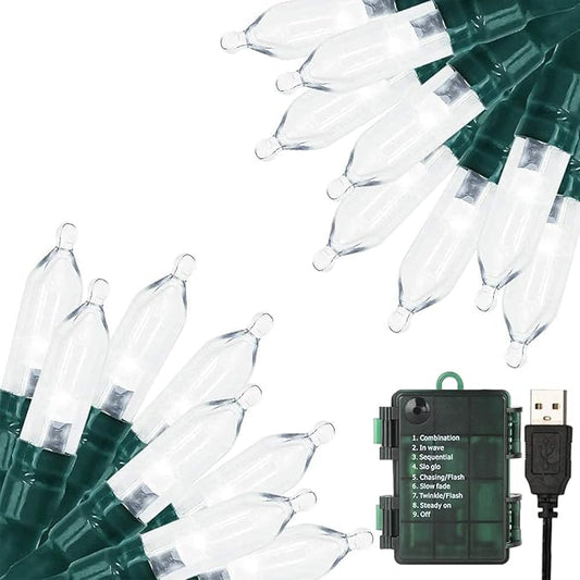 Christmas Lights 33ft 100 LED Battery String Lights with Timer Memory Function USB or Battery Powered Waterproof String Lights for Indoor Outdoor Decoration