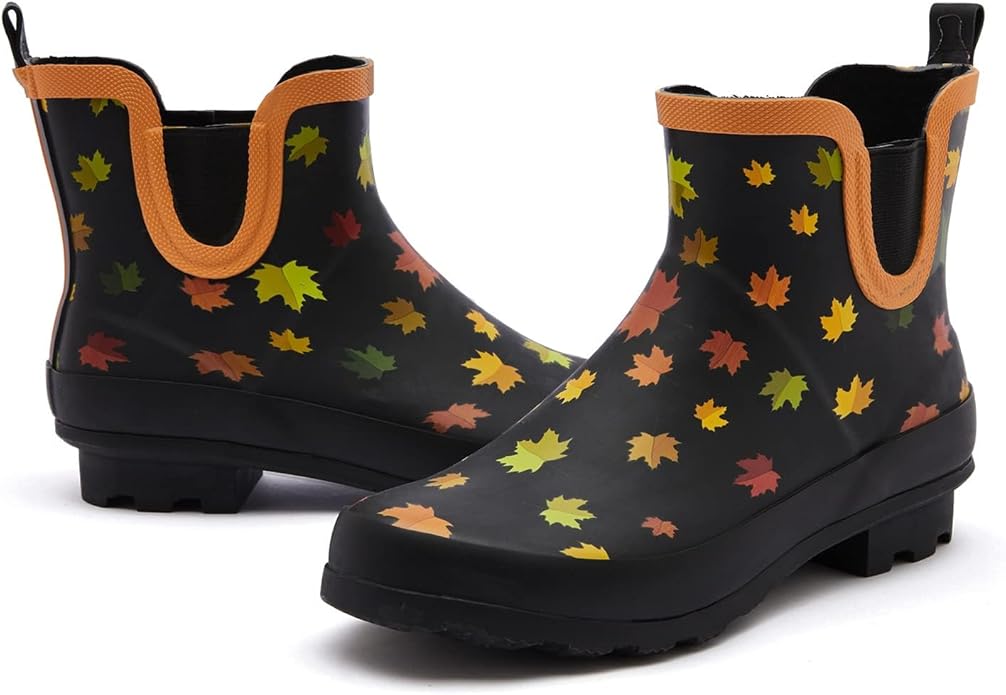 SWIFTFROG Rain Boots for Women - Waterproof Ankle Garden Shoes Anti-Slipping Floral Printed Rainboots for Ladies Stylish Light Ankle Rain Shoes, Women's Rain Footwear