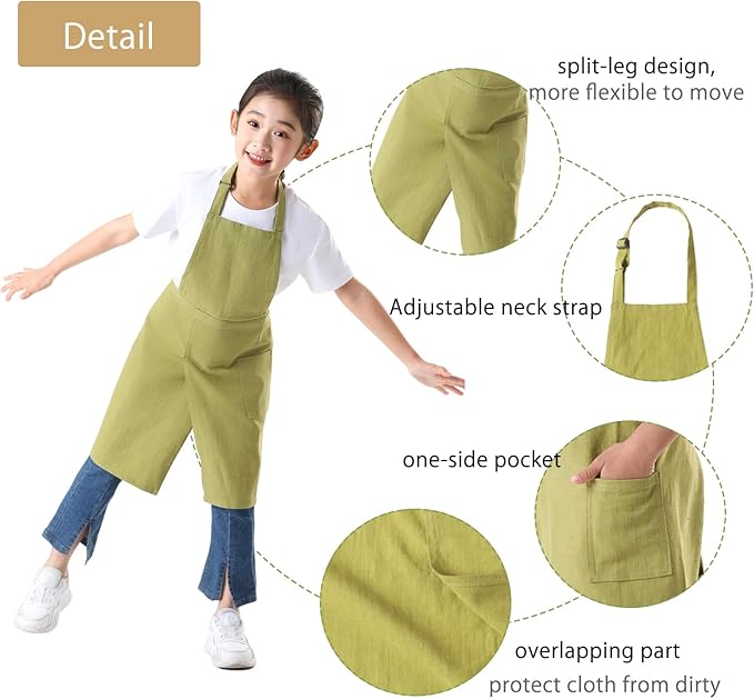 Linen Apron for women with pockets Cottion Linen Split-leg Apron for Clay Kichen Artist Pottery Gardening