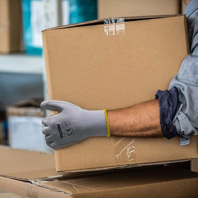 Safety Work Gloves PU Coated-12 Pairs,Grey Seamless Knit Glove with Polyurethane Coated Smooth Grip on Palm & Fingers, for Men and Women, Ideal for General Duty Work (XX-Large)