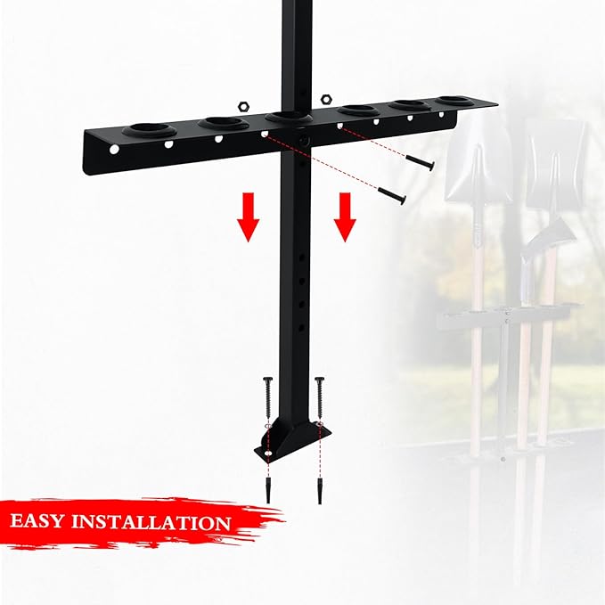 Trailer Racks for Lawn Equipment, Trailer Tool Rack Shovel Holder for Shovels, Rakes, Hoes, Landscape Hand Tool Rack for Open Trailers, Lawncare Trailer Accessories, with 6 Tool Holes&Rubber Grommets