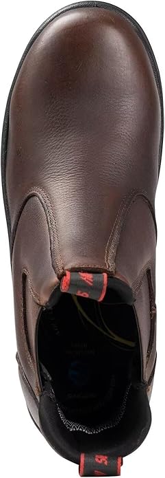 SUREWAY Men's Slip-On Work Boots for Men,Full Grain Leather,Anti-Static,Water/Slip Resistant,Fire Station Mechanic Industrial Construction Safety Boots/Shoes for Men