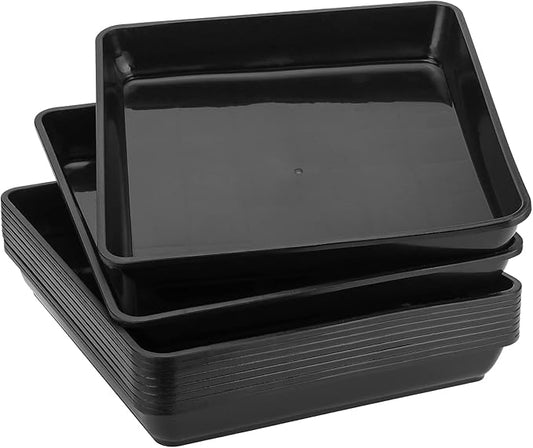 JOIKIT 10 PCS 10 x 10 Inch Square Plant Saucer, Plastic Plant Saucer Drip Tray, Square Flower Pot Tray for Indoors and Outdoor Plant Pots, 1.38 Inch Deep, Black