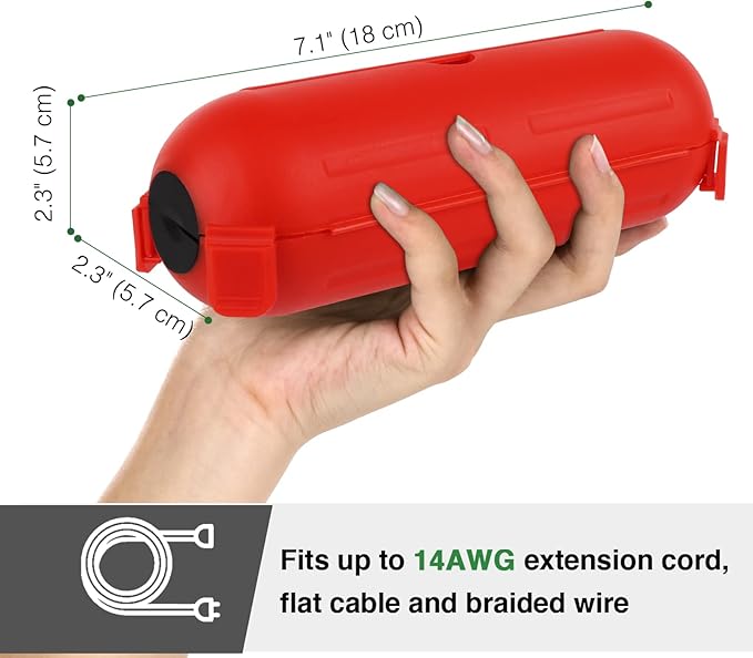 Flemoon [3 Pack] Outdoor Extension Cord Safety Cover with Waterproof Seal, Weatherproof Electrical Connection Box to Protect Outdoor Outlet, Plug, Socket, Christmas Holiday Decoration Light, Red