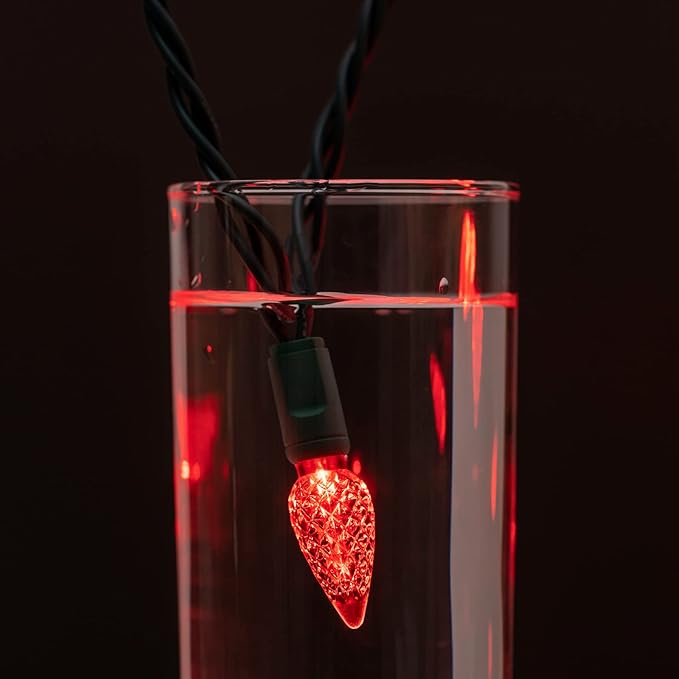 YULETIME Red One-Piece C6 Strawberry Christmas Lights 140 Count 71 Feet, 2 Sets 70 LED 35.5 ft High Waterproof UL Certified String Light (Red)