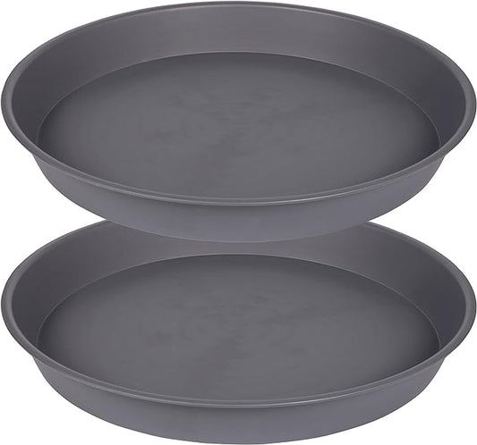 2 Pack of 14 inch Plant Saucer, Heavy Duty Round Plastic Plant Water Tray, Bird Bath Bowls, Plant Saucers for Indoors, Pot Drip Trays for Planter 12-14" (14", Cement)
