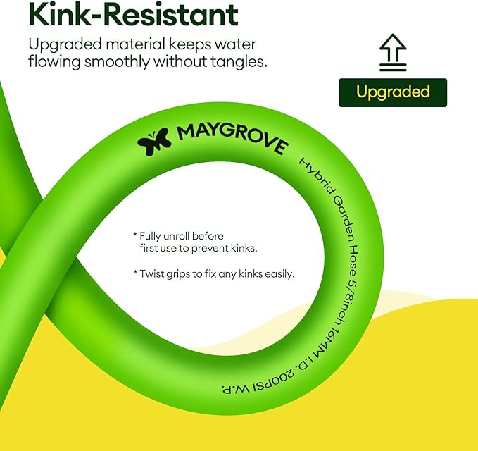 25 ft Garden Hose, 5/8 in ID, Heavy-Duty, Leakproof, Kink-Resistant Water Hose with Swivel Brass Fittings, 600 PSI Burst Rating, Ideal for Car Wash & Lawn Watering
