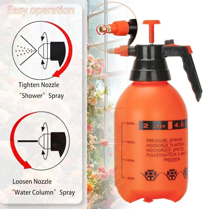 2 Pack Pump sprayers in Lawn and Garden,1/2 Gallon Handheld Garden Pump Sprayer (Orange-2PCS)