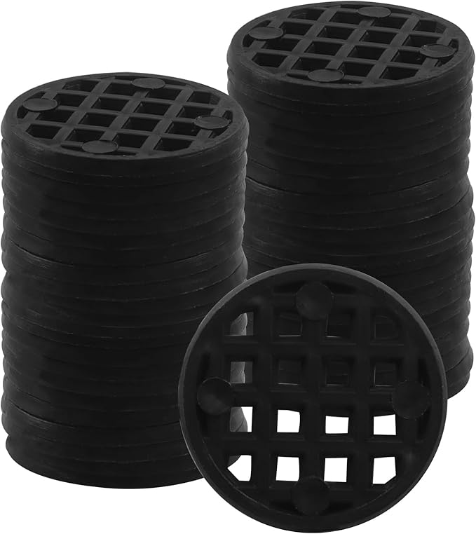 100pcs Plant Drainage Mesh Pads - 1 Inch Round Plastic Grid Mat, Breathable Soil Guard for Potted Plants, Bonsai (Black)