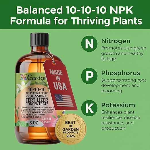 𝐁𝐄𝐒𝐓𝐒𝐄𝐋𝐋𝐄𝐑 Professional 10-10-10 All Purpose Liquid Fertilizer Concentrate - Plant Food Concentrate for Lawns, Trees, Plants, Vegetables, Fruits & Flowers - Makes 192 Gallons - (32 OZ)