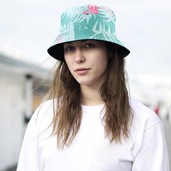 Malaxlx Bucket Hat Beach Sun Hat Fishing Hat for Women Men, Outdoor Travel Reversible Double Side Wear Fisherman Hat