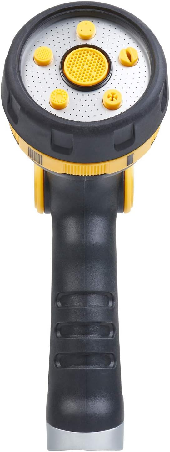 Melnor 65130AMZ RelaxGrip Thumb Control 5 Pattern w/Adpt Nozzle Bundle, QuickConnect Product Adapter, Black, Yellow