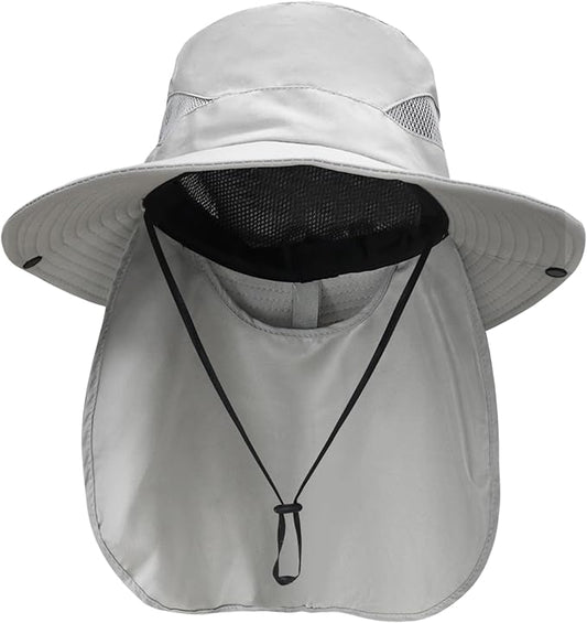 NPQQUAN Sun Hats for Men Women with Neck Flap UPF 50+ UV Protection Wide Brim Bucket Hat Safari Hiking Fishing Hats
