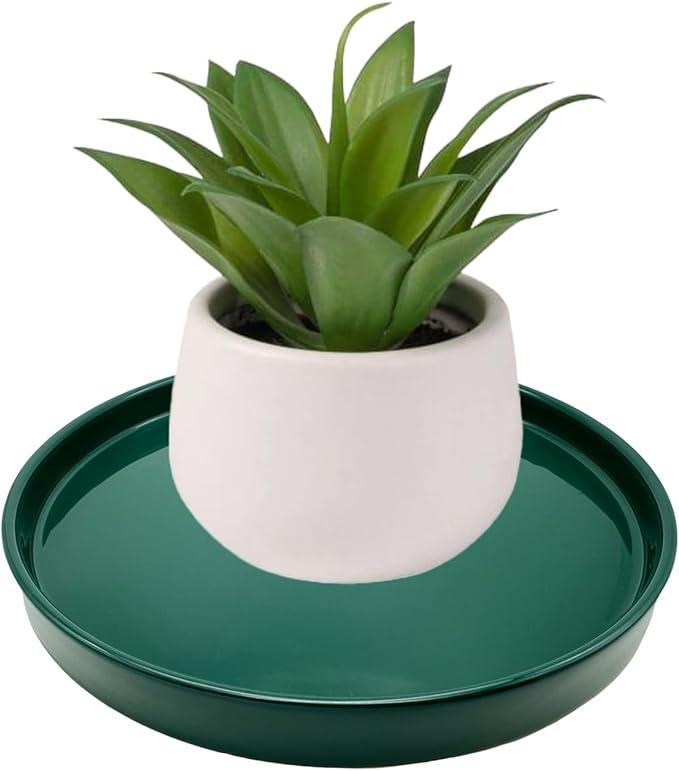 Ceramic Plant Saucer Pot Tray 12 Inch, Planter Saucers 4 5 6 7 8 9 10 11 12 13 Inch for Indoors Outdoor, Durable Sturdy Flower Drainage drip Water Tray for Glazed Pots Base (12.7 Inch-Green)