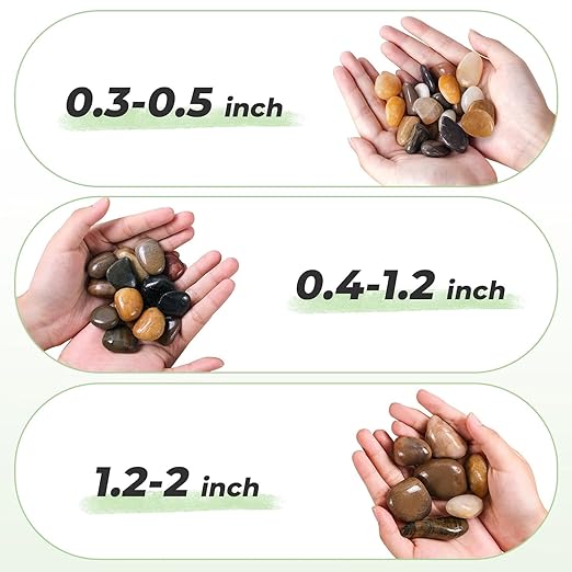 SIDONG 10 LB Mixed River Rocks, 0.4-1.2 Inches Highly Polished Pebbles for Indoor Plants, Decorative Stones for Plants, Fish Tank, Vases, Home Décor, Crafting, Garden Landscaping