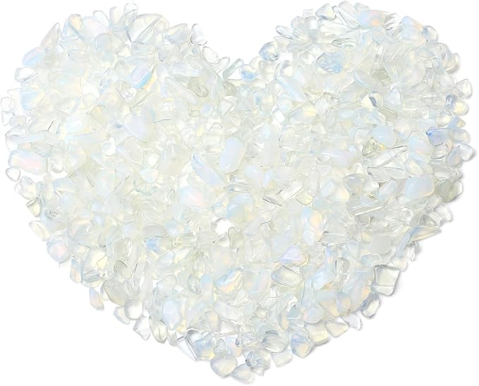 QINJIEJIE Opal Crystals Chips Natural Stone Gravel Bulk Crushed Rocks Pieces Polished Quartz Stone 0.55Lbs Decorative Fish Tank Pebbles Vase Filler Irregular Shaped Tumbled Gemstone for Home