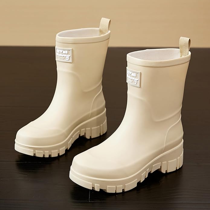 Nutropa Waterproof Mid Calf Women Rain Boots Lightweight Comfortable Wide Calf Garden Shoes