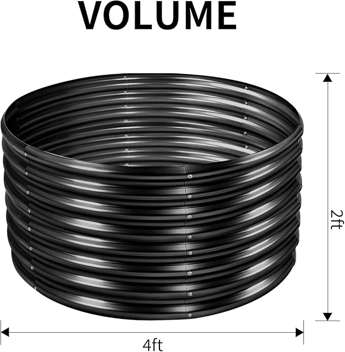 Land Guard 4×4×2ft Galvanized Raised Garden Bed Kit 2Pcs, Planter Raised Garden Beds Outdoor, Round Clearance Raised Garden Beds for Gardening Vegetables (Gray)