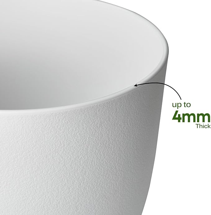 Plant Pots 8 Inch Set of 2, Flower Pots with Multi Mesh Drainage Holes, Planters for Indoor Outdoor Garden Plants and Flowers (White)