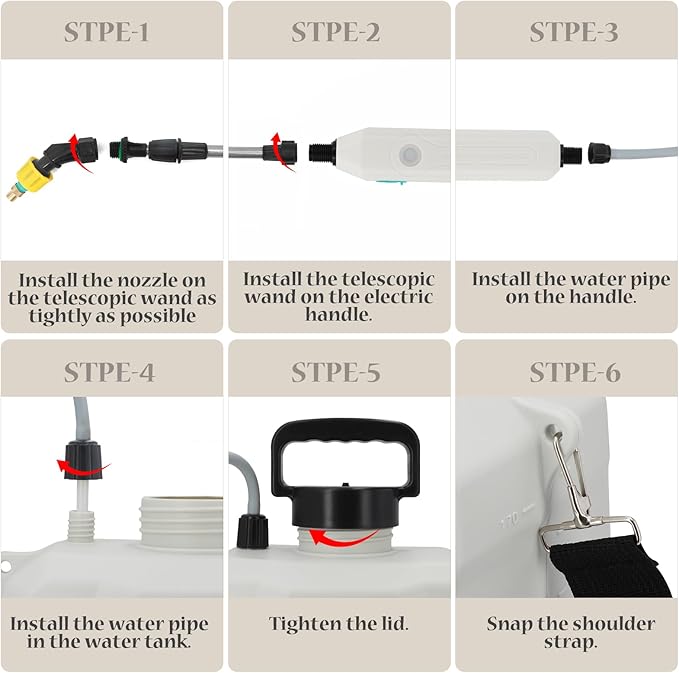 Battery Powered Sprayer 2 Gallon, Powerful Electric Garden Sprayer with 3 Mist Nozzles, USB Rechargeable Handle, Retractable Wand and Adjustable Shoulder Strap for Irrigation, Weeding (White)