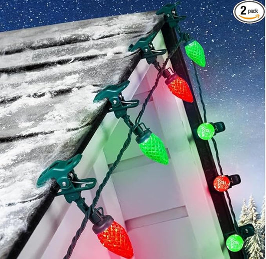 Minetom C9 LED Christmas Lights Outdoor with 100 Spring Clip (Red & Green, 1 Pack)