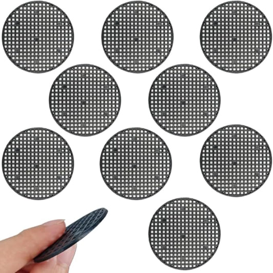 HAHIYO 10PCs 3.4Inch/8.5cm Black Round PP Plastic Flower Pot Hole Mesh Pad Bottom Grid Mat Bonsai Drainage mesh Hole Screens Gasket Prevent Soil Loss Breathable Gasket Drainage Netting for Bonsai