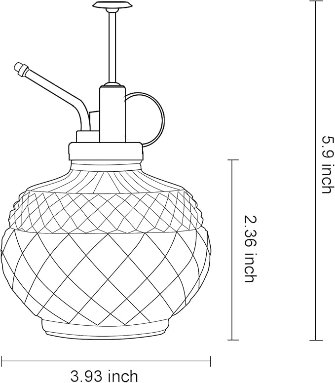 OFFIDIX Vintage Glass Spray Bottle, 300ML Plant Mister with Plastic Top Pump, Garden Sprayer, Cleaning (Brown)