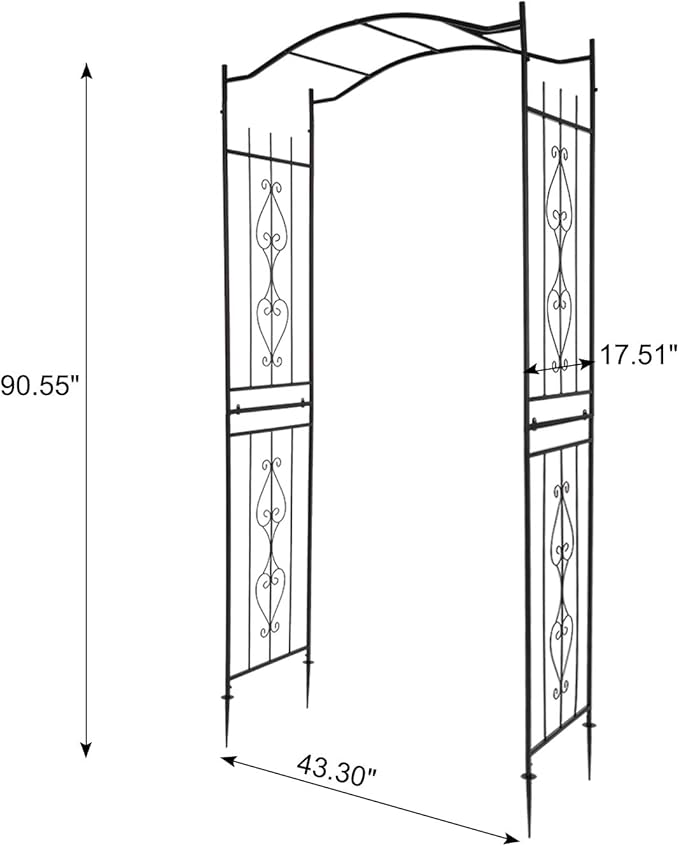 VINGLI Garden Arbor, Arch for Wedding Ceremony Party, Christmas Garden Decor Steel Garden Trellis for Plant Climbing, Pergola for Garden, Backyard, Lawn (Bridge Top)
