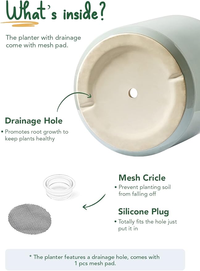 LE TAUCI 12 Inch Pots for Plants, Ceramic Large Plant Pot for Indoor Plants, Mid-Century Modern Flower Planter Pots with Drainage Hole and Removable Plug, Round Planter Pot, Reactive Glaze Blue Gray