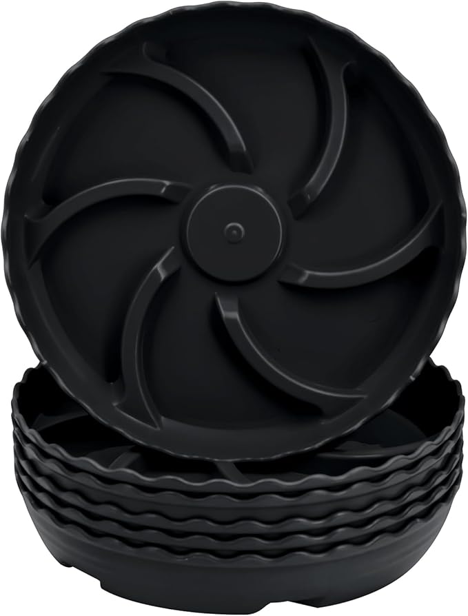 6 Pack 6 Inch Plant Trays for Pots, Raised Ridge Plant Saucers,8 10 12 14 Inch Durable Plastic Plant Pot Saucer,Black Round Plant Water Catcher Tray for Indoors and Outdoors(Black, 6''6pack)