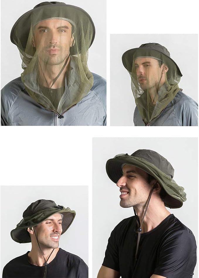 Peicees Head Net Hat for Men Women Adventure Fishing Hat Safari Hat for Hunting Camping Hiking