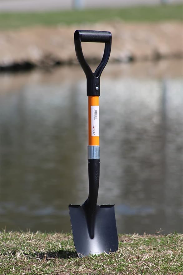 Ashman Short Handle Digging Shovel (1 Pack) - 27-inch Kids Beach & Garden Shovel with Sturdy Blade, D-Handle Gardening Tool