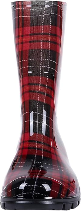 Asgard Women's Mid Calf Rain Boots Printed Waterproof Rubber Boots Short Garden Shose