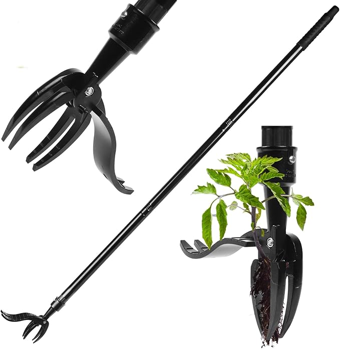 Manual Weed Puller Tool - Reinforced 4-Claw Steel Head - Updated Version Efficient Weed Remover with Long Handle for Garden Weeding - Unbreakable Weeds Effortlessly Without Kneeling