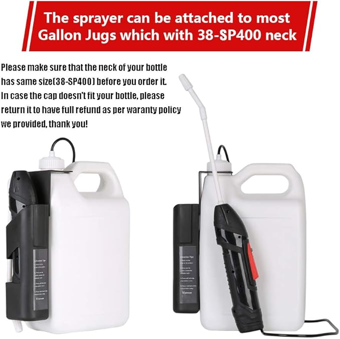 Battery Operated Versatile and Multi-Purpose Foldable Power Sprayer with Holster Easily attaching to Most Available Gallon Jugs Having 38-SP400 Neck for Gardening,Cleaning and Disinfecting
