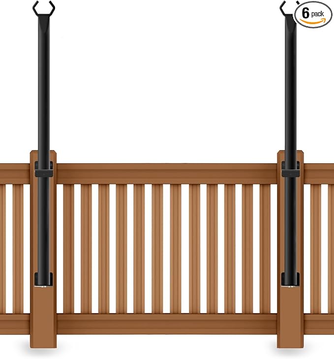 2 Pack 5 Ft String Light Poles, String Light Poles for Outside with Fixing Clips,Metal Poles for Outdoor String Lights, Hanging Light Poles for Deck Fence Garden Backyard Wall Bistro