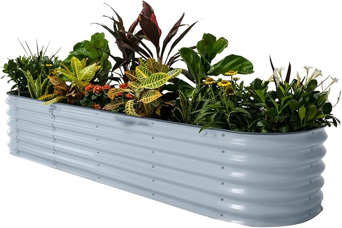 Vego garden Raised Garden Bed Kits, 17" Tall 9 in 1 8ft x 2ft Metal Raised Planter Bed for Vegetables Flowers Ground Planter Box, Sky Blue