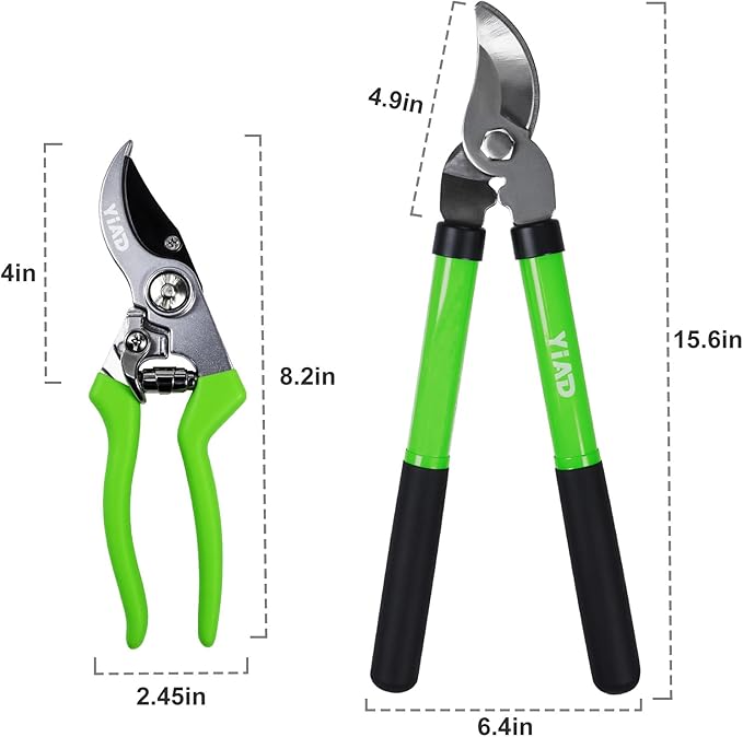 2 Pack Garden Pruning Shears – Heavy Duty Pruning Shears & Loppers for Tree Trimming, Gardening Tools Set