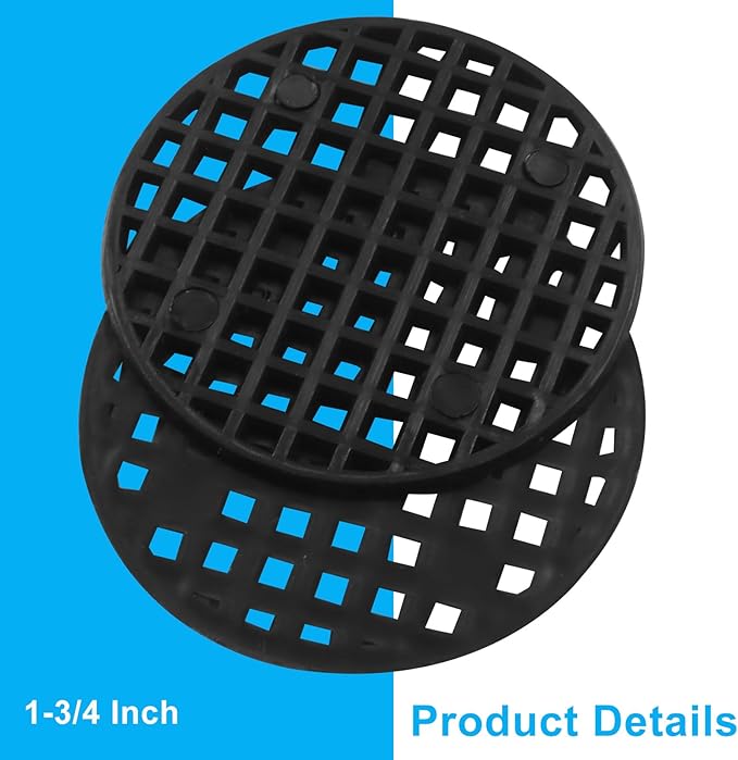 100pcs Plant Drainage Mesh Pads - 1.8 Inch Round Plastic Grid Mat, Breathable Soil Guard for Potted Plants, Bonsai (Black)