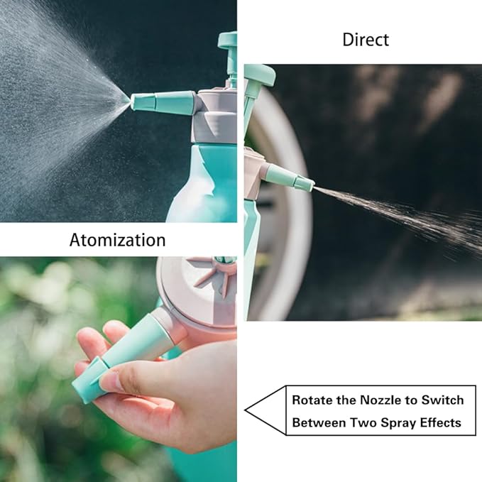 JoyTube Garden Pump Sprayer, 68 oz/0.5 Gallon Hand Held Pressure Sprayer with Safety Valve ＆ Adjustable Nozzle, Large Capacity Bottle Water Weed Flower Plant Lawn Home Washing Spray 2L (Turquoise)